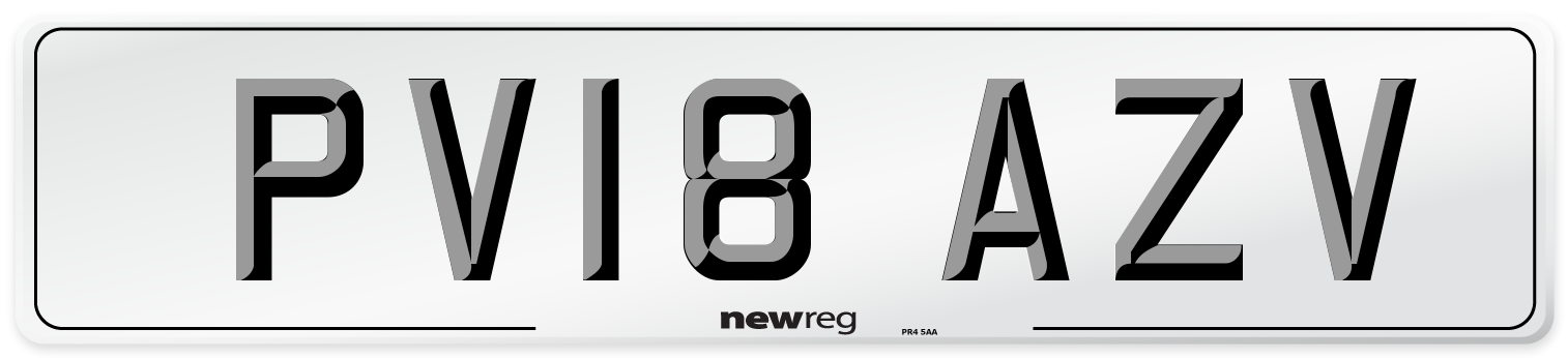 PV18 AZV Number Plate from New Reg